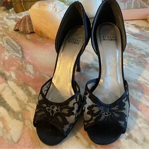 Stuart Weitzman Black Floral Lace Heels